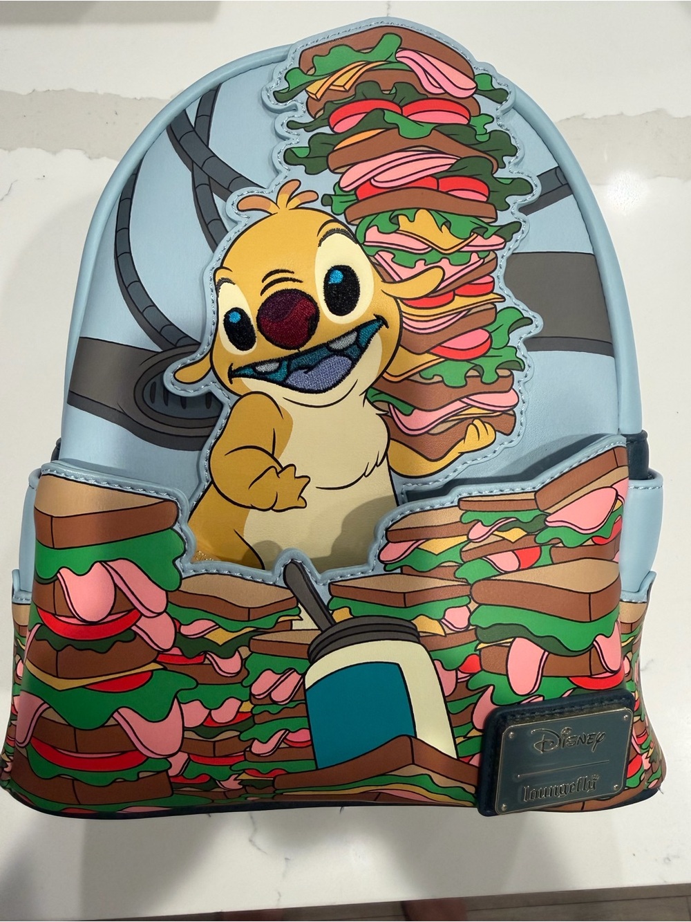 Loungefly Light Blue Lilo & Stitch Reuben Sandwich Expirement 625 Backpack